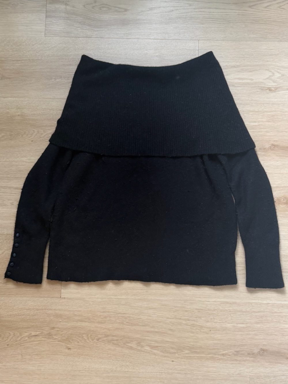 LOFT Black Off-the-Shoulder Knit Sweater